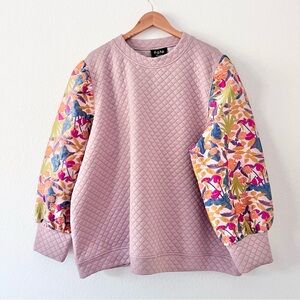 Fate Curve Boutique Jacquard Floral Sleeve Crewneck Sweatshirt Sz 3X NWT